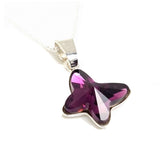 Sterling silver butterfly pendant necklace with Amethyst crystal