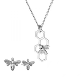 Bee Honeycomb Silver Jewellery Set for women (Stud Earrings and necklace) from Ireland