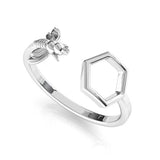Bee Ring in Sterling Silver | Ladies Bumblebee & Honeycomb gift ring