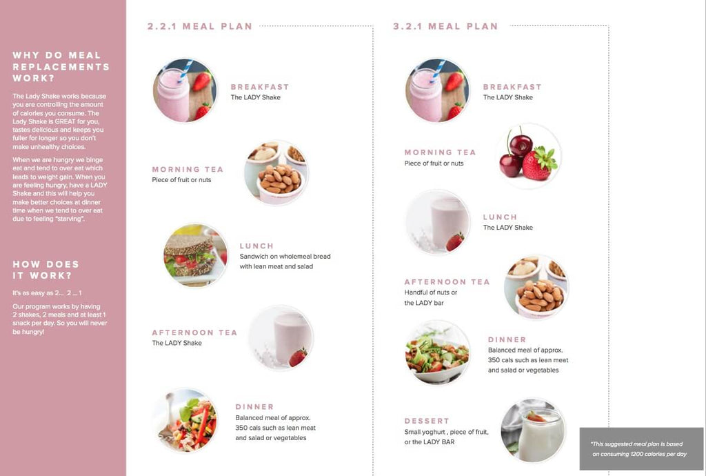 the lady shake meal plan infographic