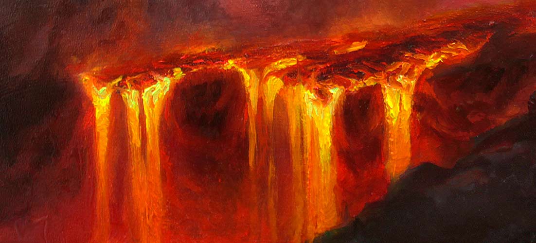 Painting of Kilauea Volcano Lava Eruption on Canvas