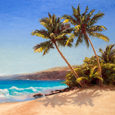 Hawaiian landscape beach painting by tropical artist Karen Whitworth