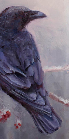 Crop of Raven art wall art painting by bird artist Karen Whitworth