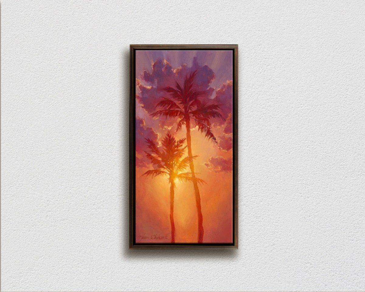 palm tree sunset painting