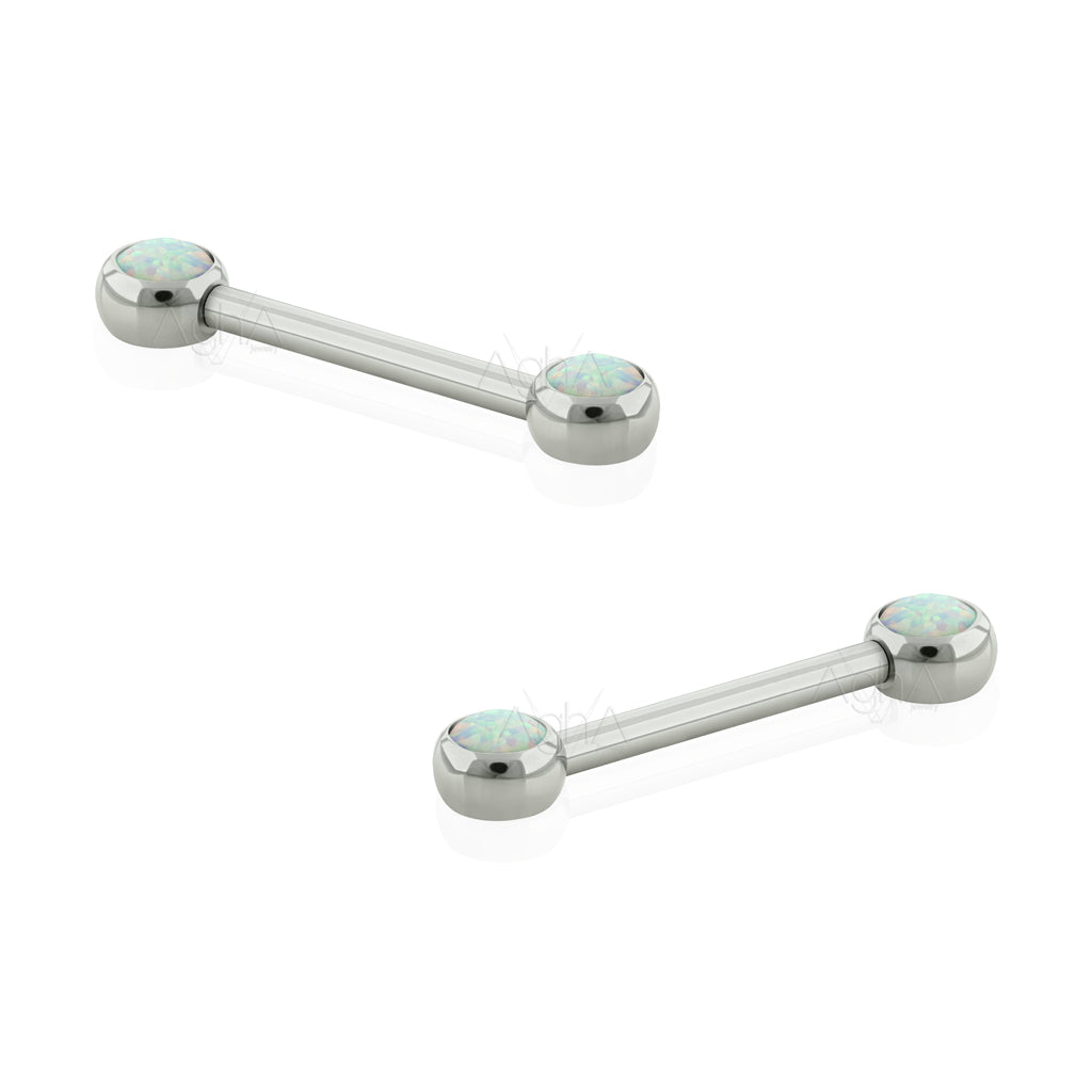 Titanium Crystal Prong Push-Back Nipple Barbells - Lulu's Body Jewelry