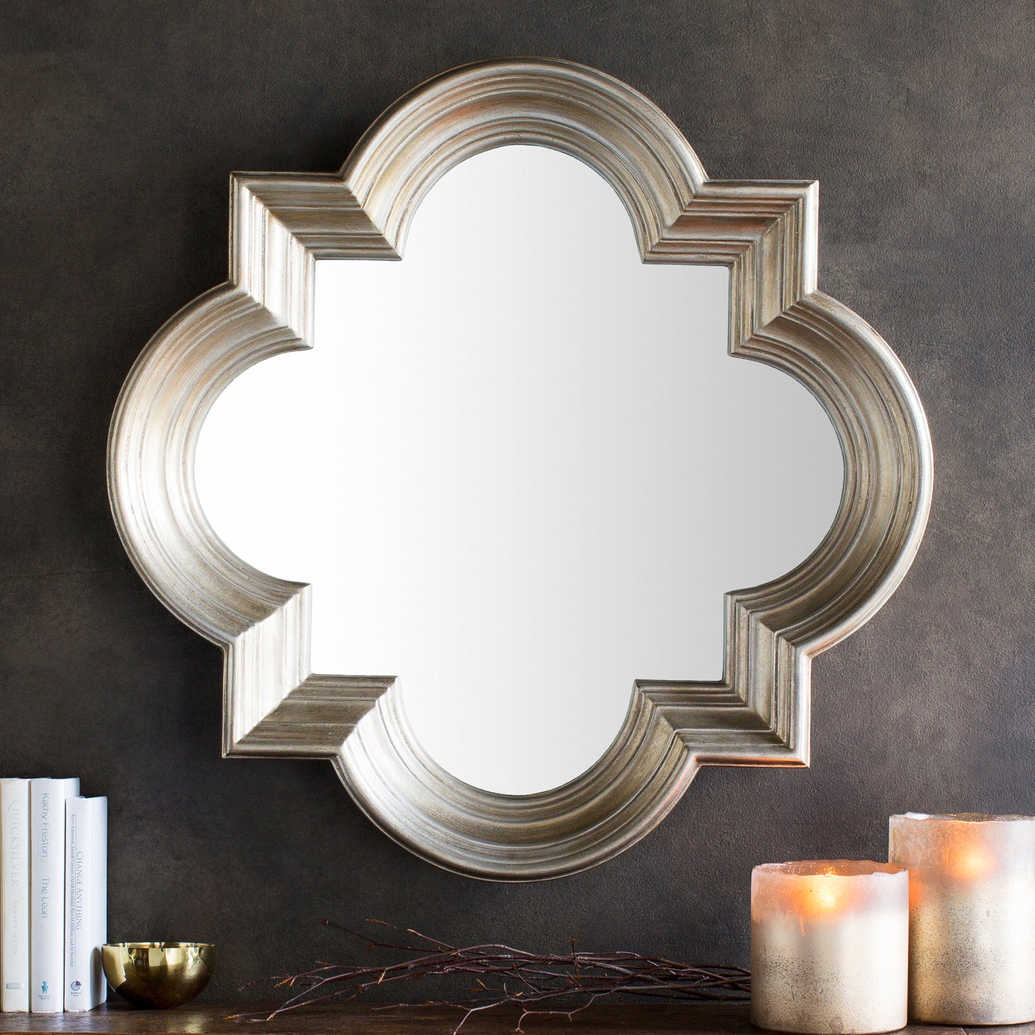 silver quatrefoil mirror