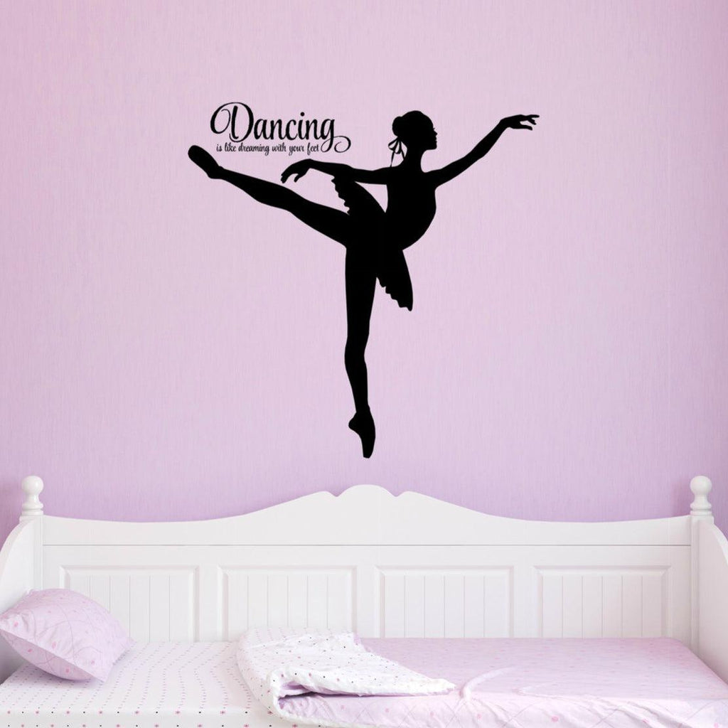 Elegant Ballerina Wall Decal and Name - Vinyl Written