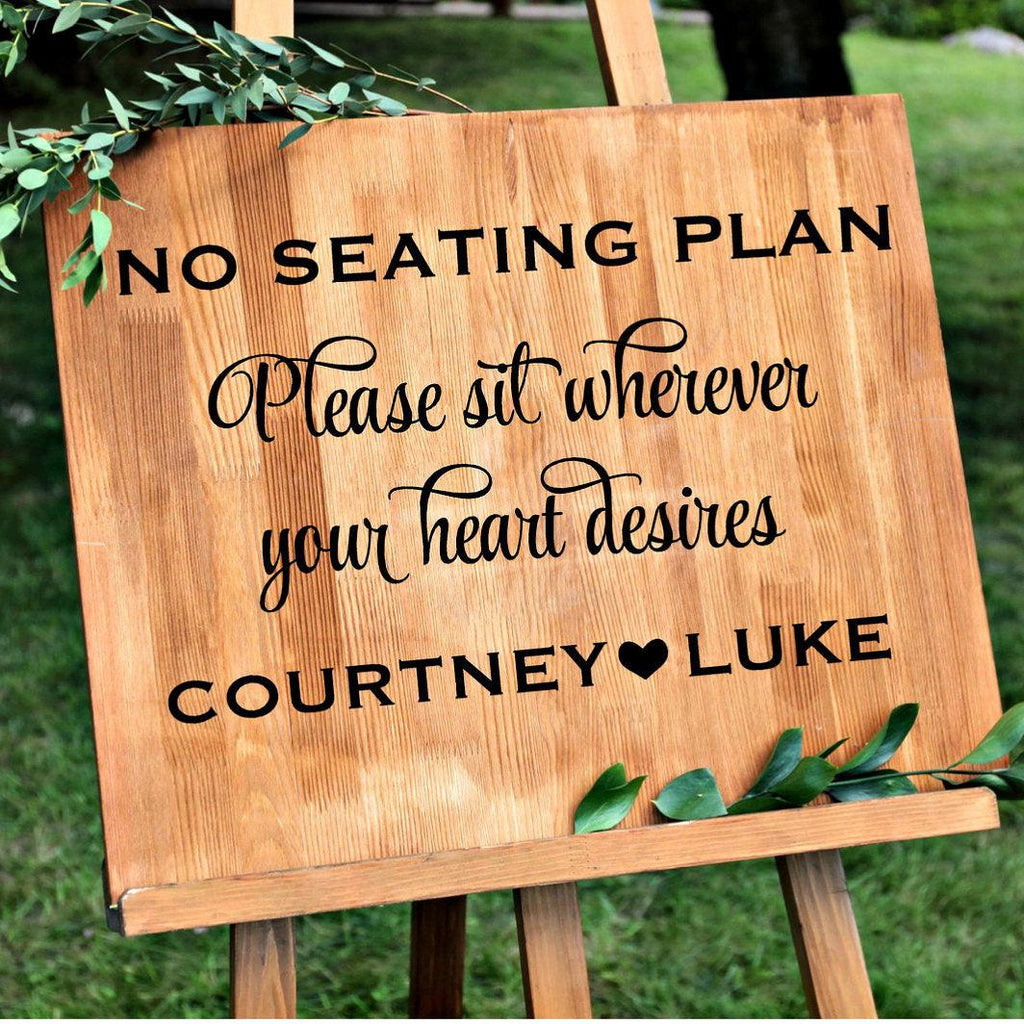 No Seating Plan Sign Wedding Seating Chart Vinyl Written