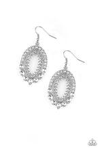 Load image into Gallery viewer, Trophy Shimmer- White and Silver Earrings- Paparazzi Accessories