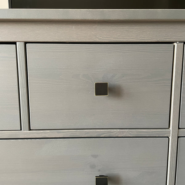 Posh Hardware Shop - Lindefallet brass knobs on Ikea Hemnes dresser