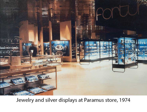 Jewelry and silver displays at Paramus store, 1974