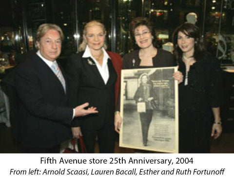 Arnold Scaasi, Lauren Bacall, Esther and Ruth Fortunoff