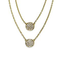 Nested Pavé Diamond Disc Necklace, 14K Yellow Gold - $995