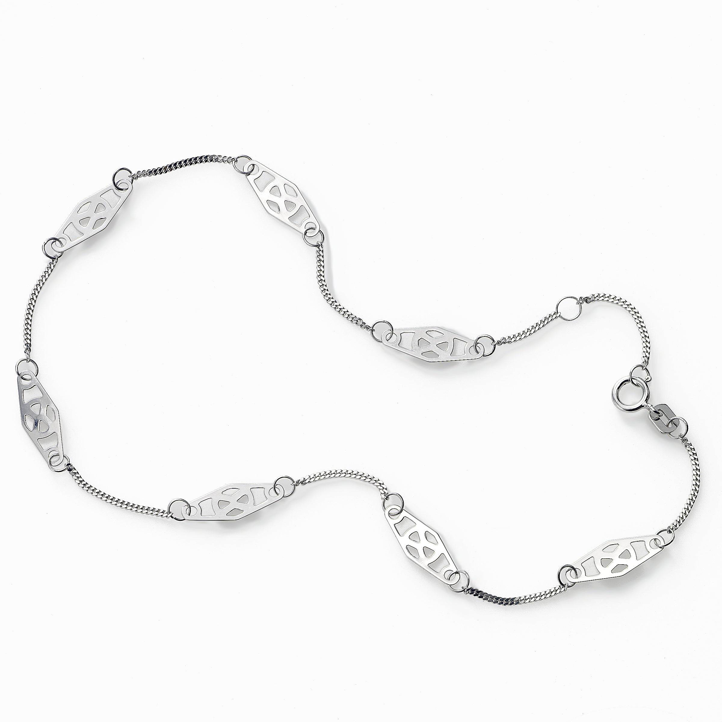 Ankle Bracelet, 14K White Gold 