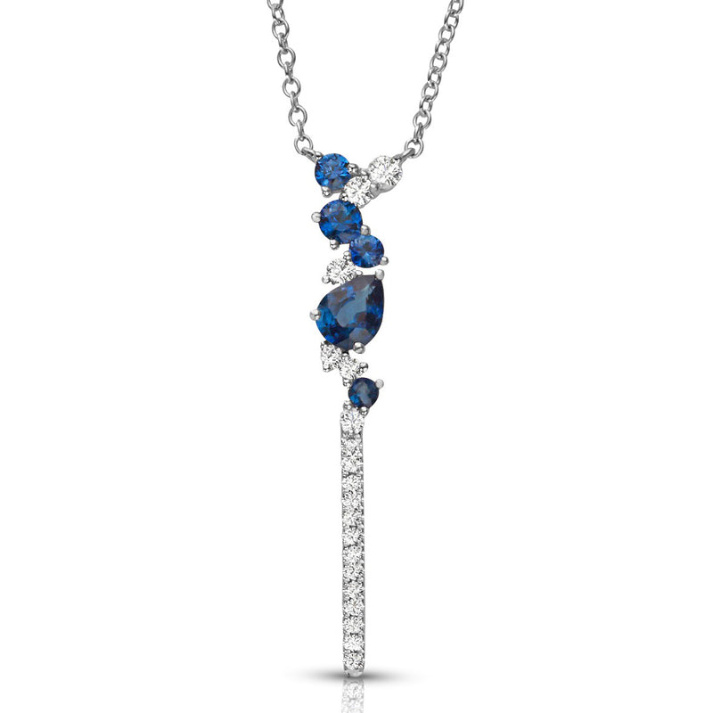 Lariat Style Sapphire and Diamond Necklace, 14K White Gold | Gemstone ...