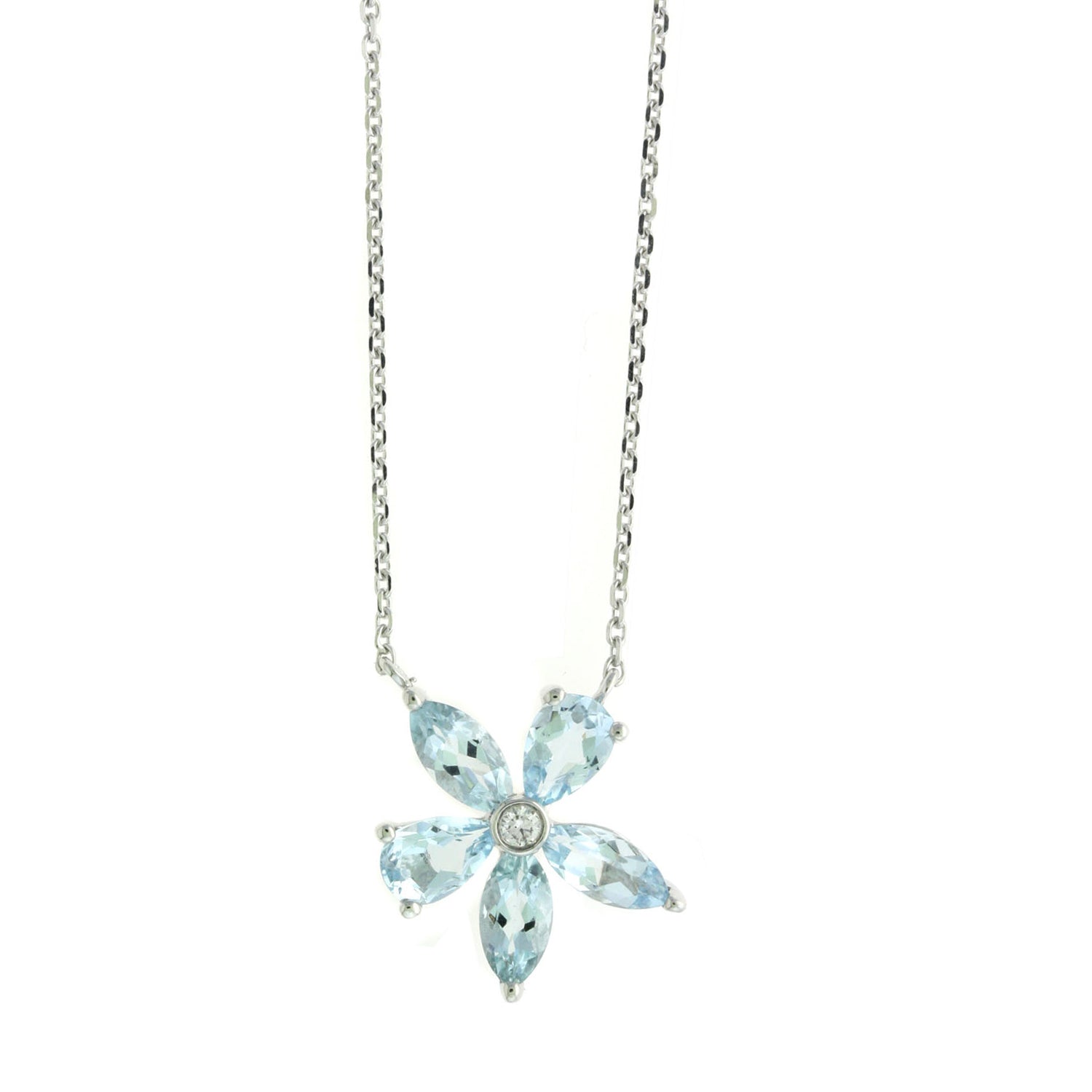 flower shaped aquamarine necklace