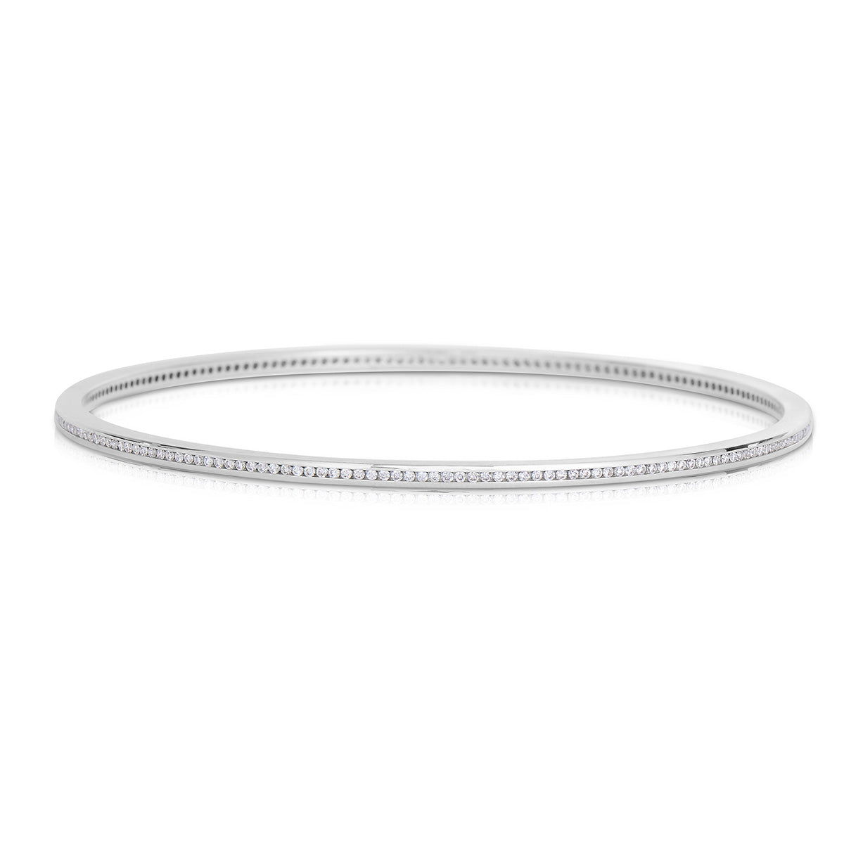 Channel Set Diamond Bangle Bracelet, 2.23 Carats, 18K White Gold ...