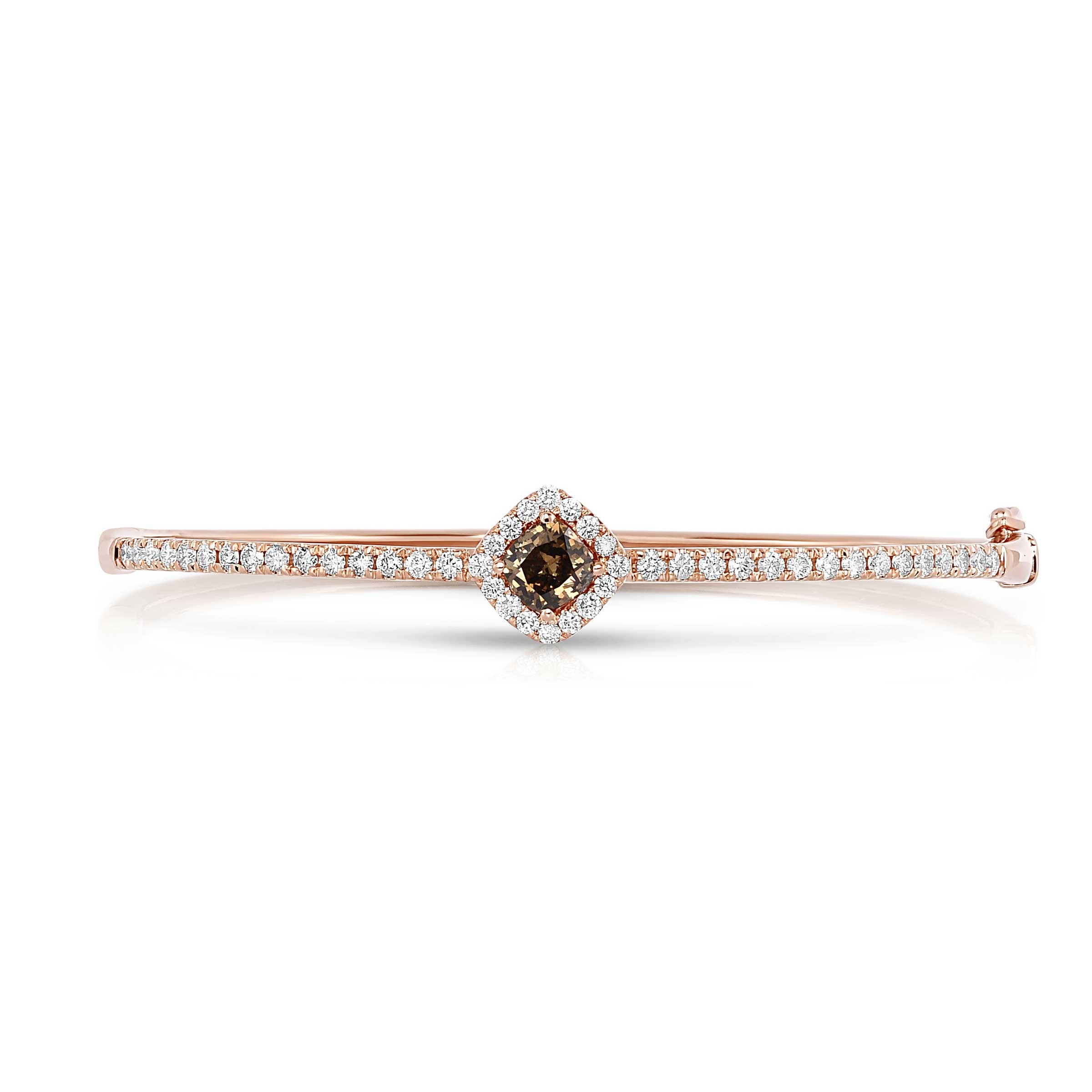 Fancy Brown Diamond Bangle Bracelet, 14K Rose Gold