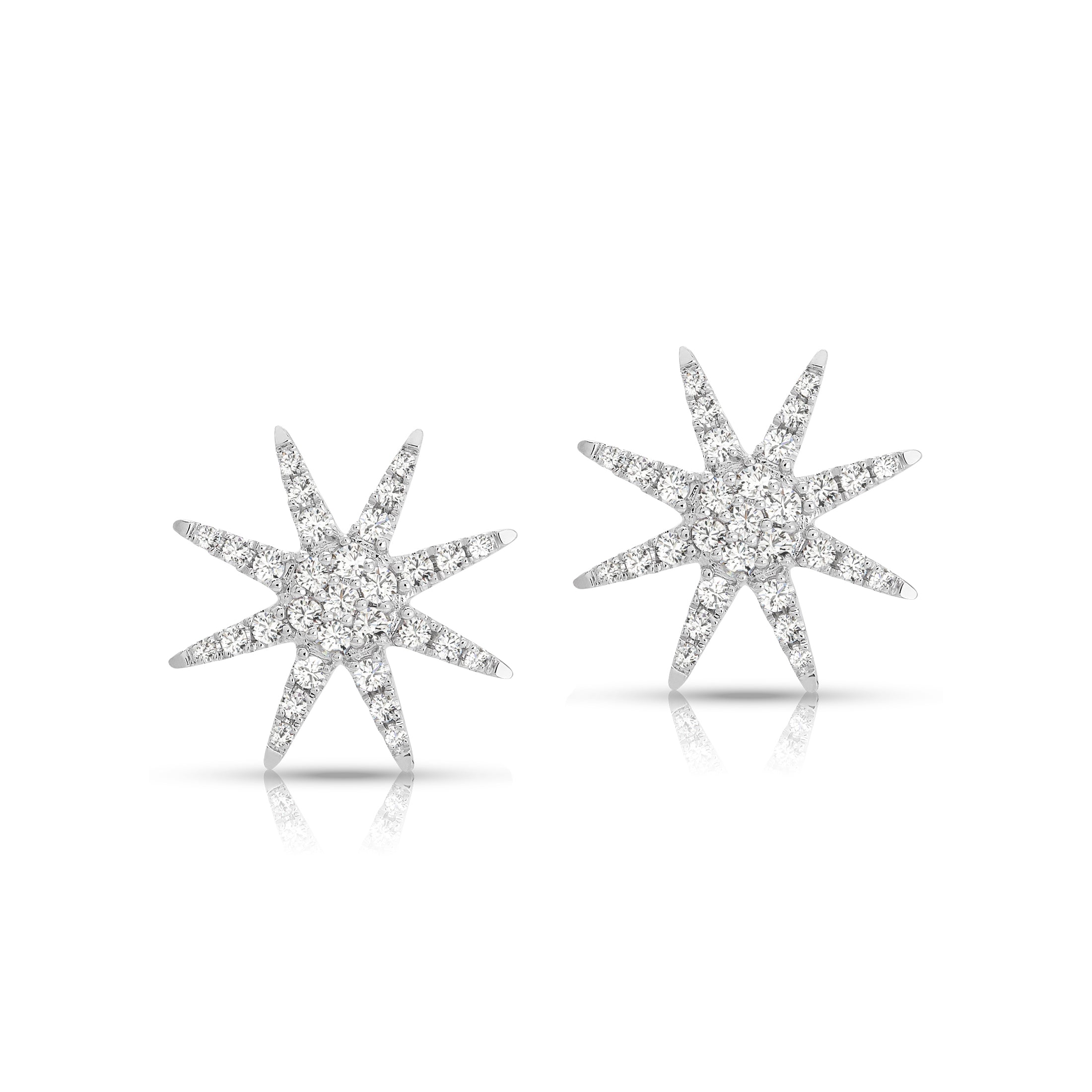 Starburst Diamond Stud Earrings, 14K White Gold | Diamond Stores Long ...