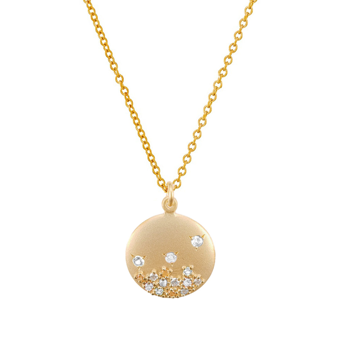 Scattered Diamond Disc Pendant, 14K Yellow Gold | Diamond Jewelry ...