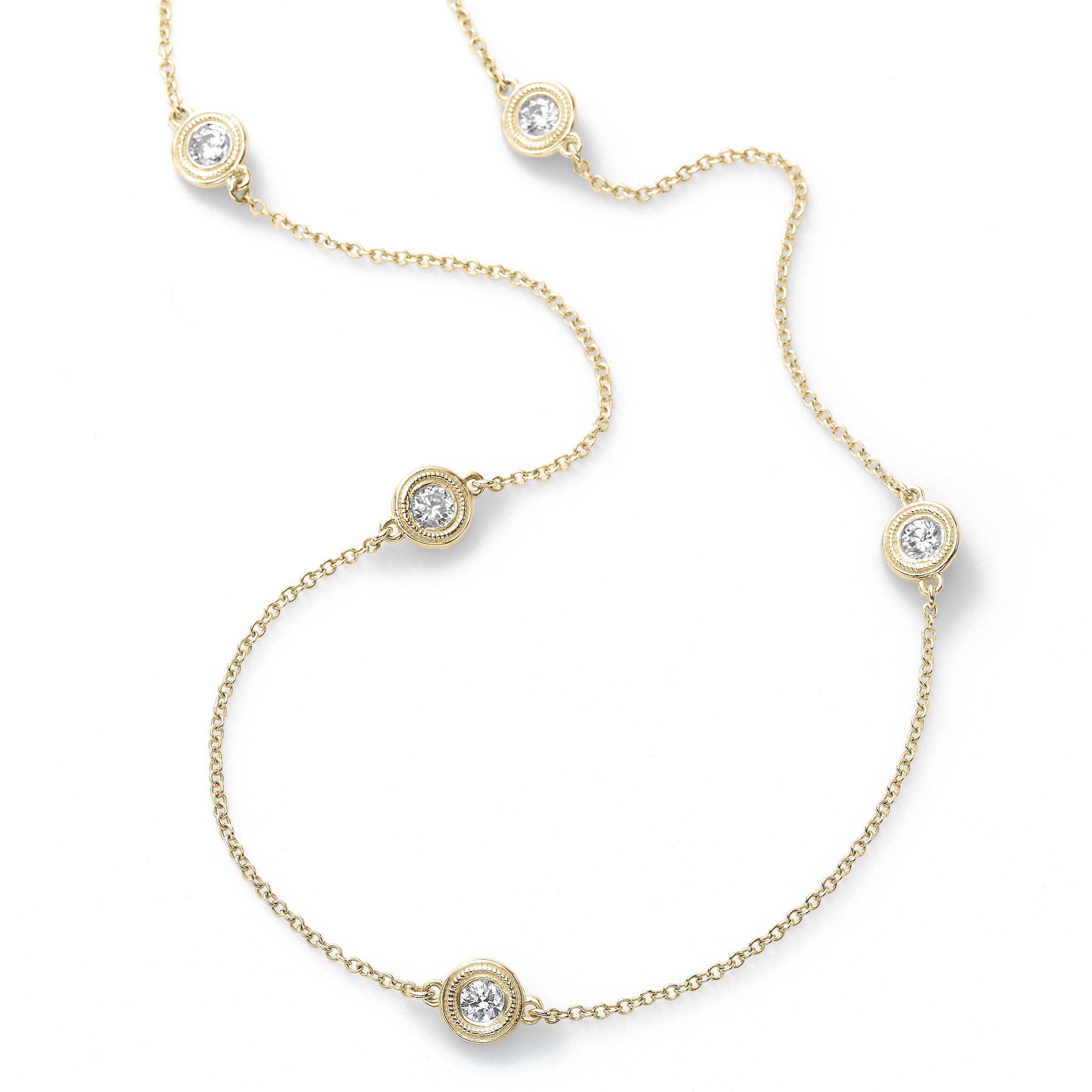 Bezel Set Diamond Chain, .50 Carat Total, 14K Yellow Gold