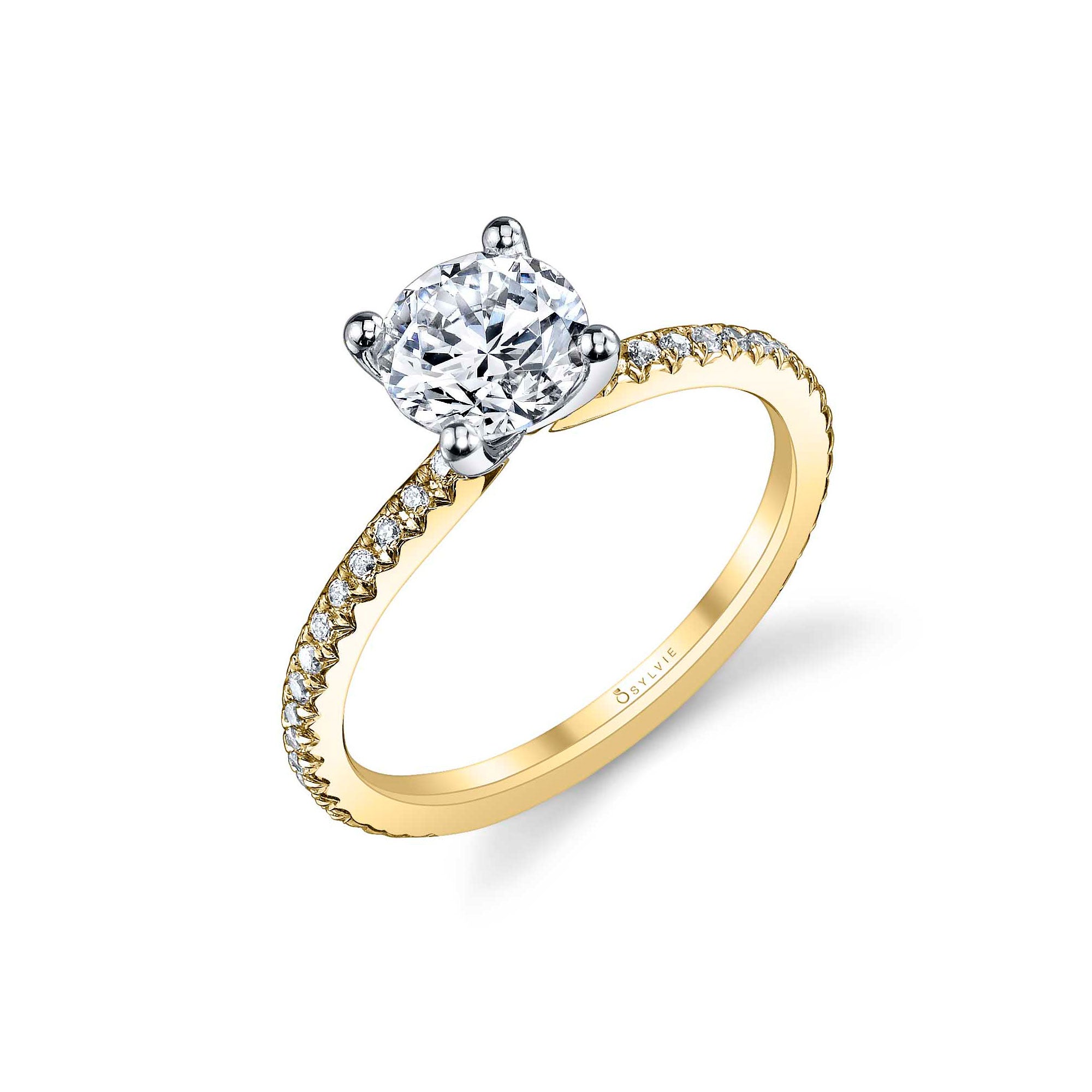 Ring Mounting by Sylvie for 1.25 Carats Center, 14K Yellow Gold ...