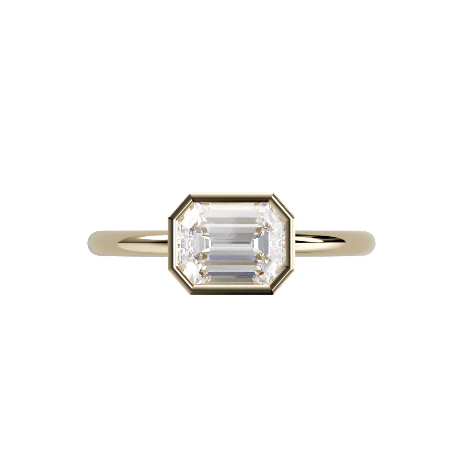 Emerald Cut Diamond Engagement Ring, 1.23 Carats, 14K Yellow Gold