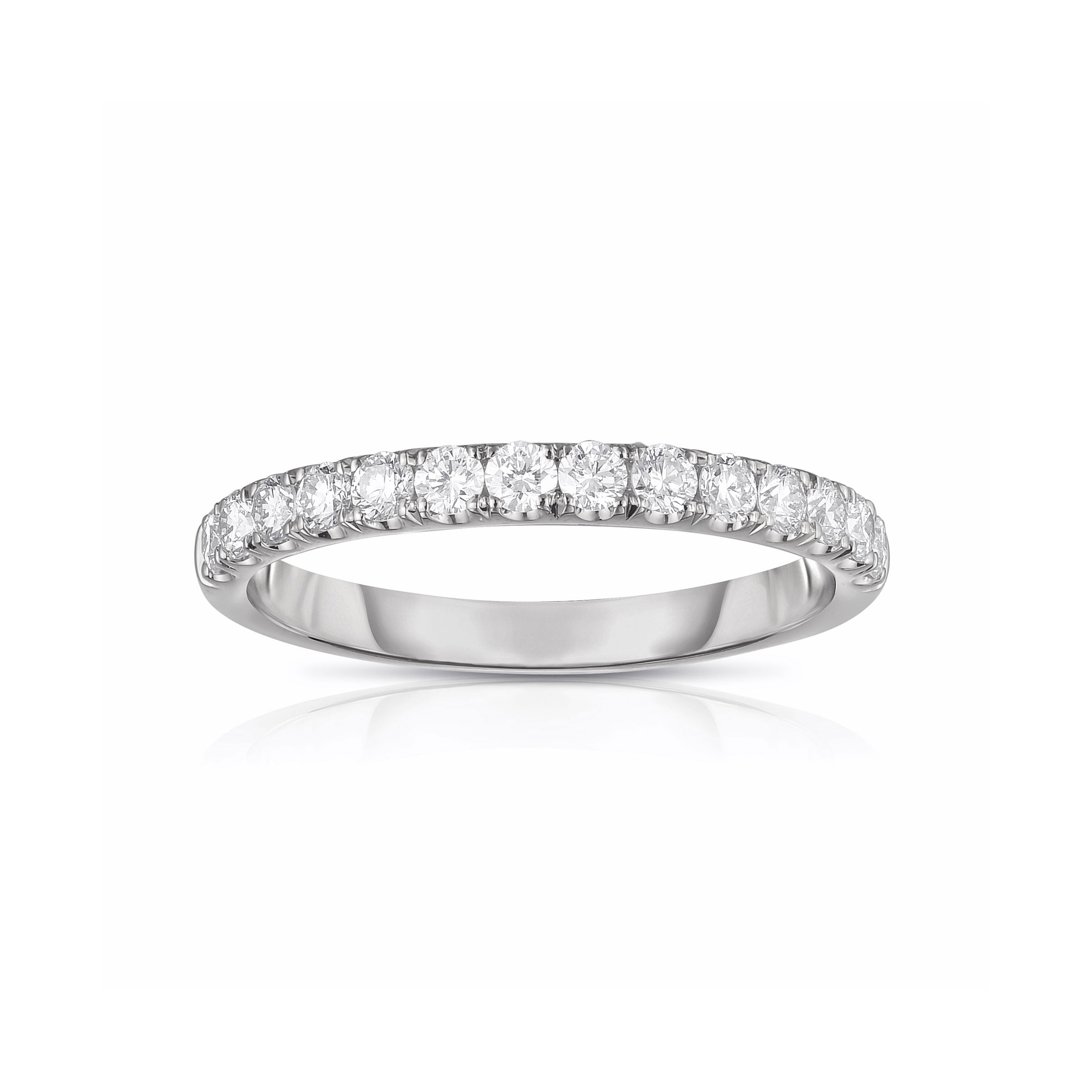 Shared Prong Halfway Diamond Band, .48 Carat, 14K White