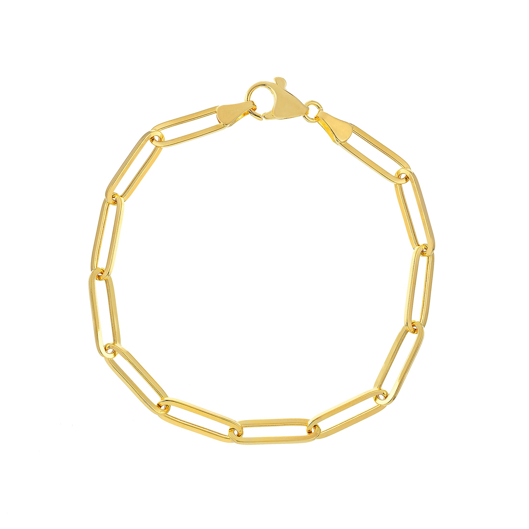 Paperclip Chain Bracelet, 8 Inches, 14K Yellow Gold