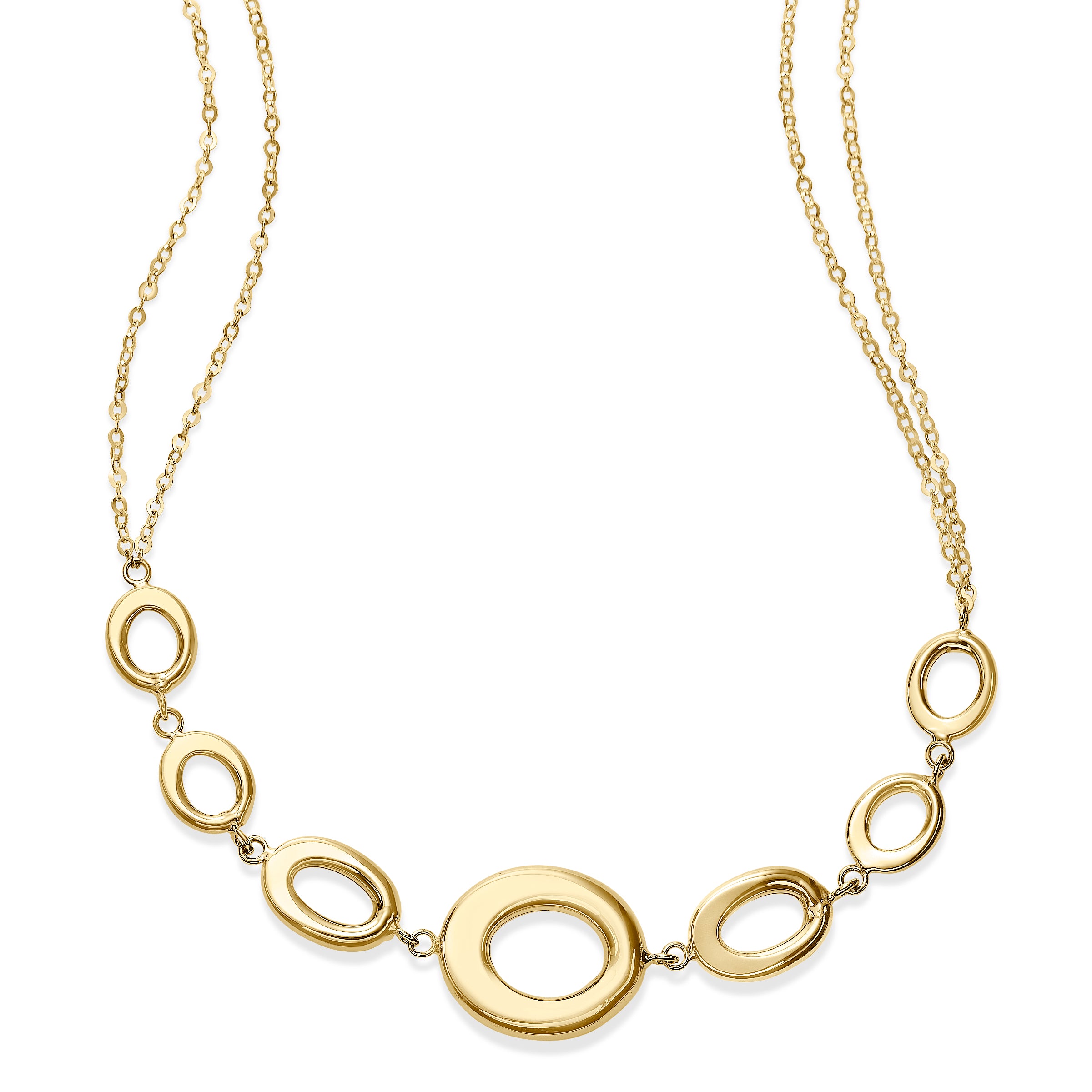 Oval Loops Gold Necklace, 14K Yellow Gold Gold Jewelry Stores Long