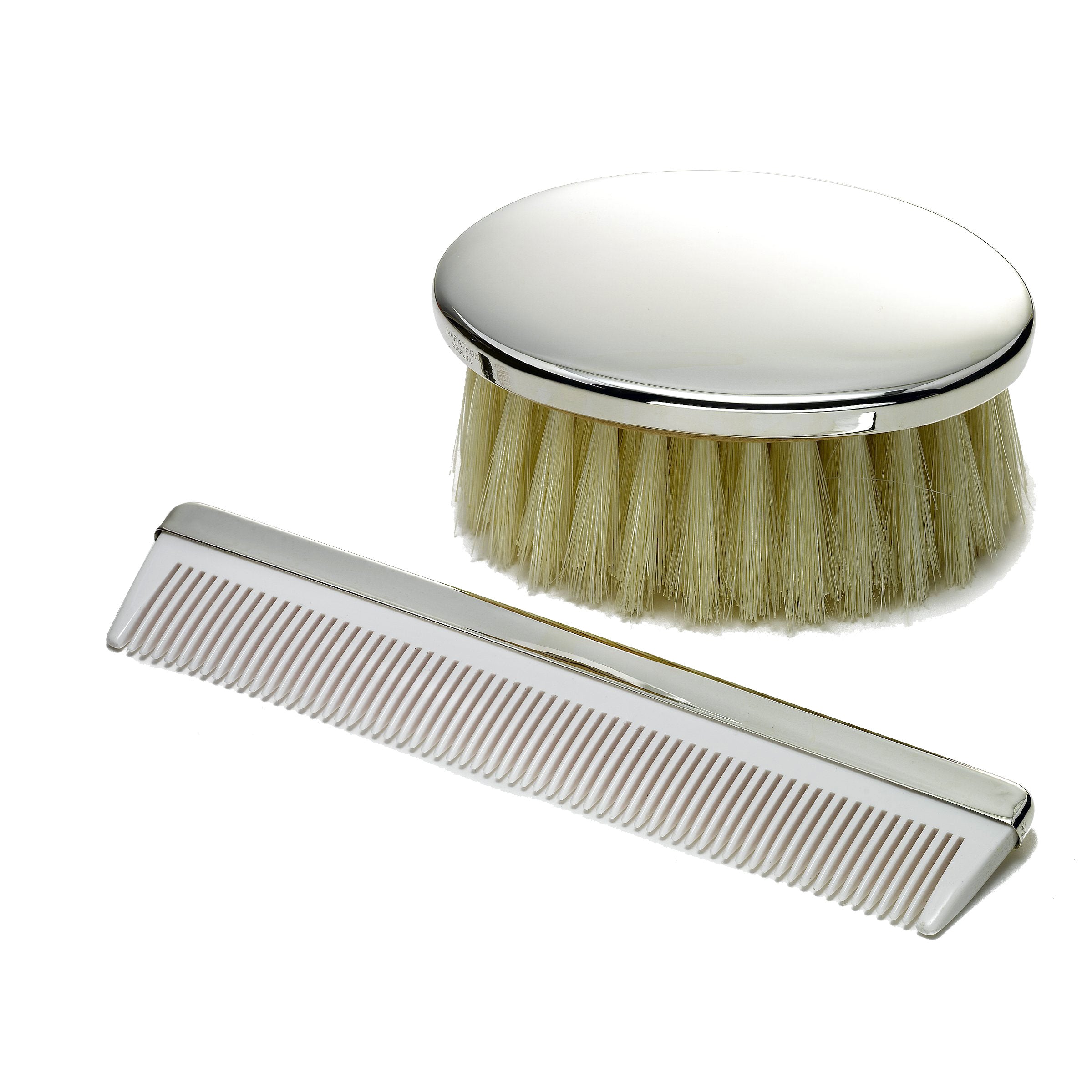 baby brush and comb set silver