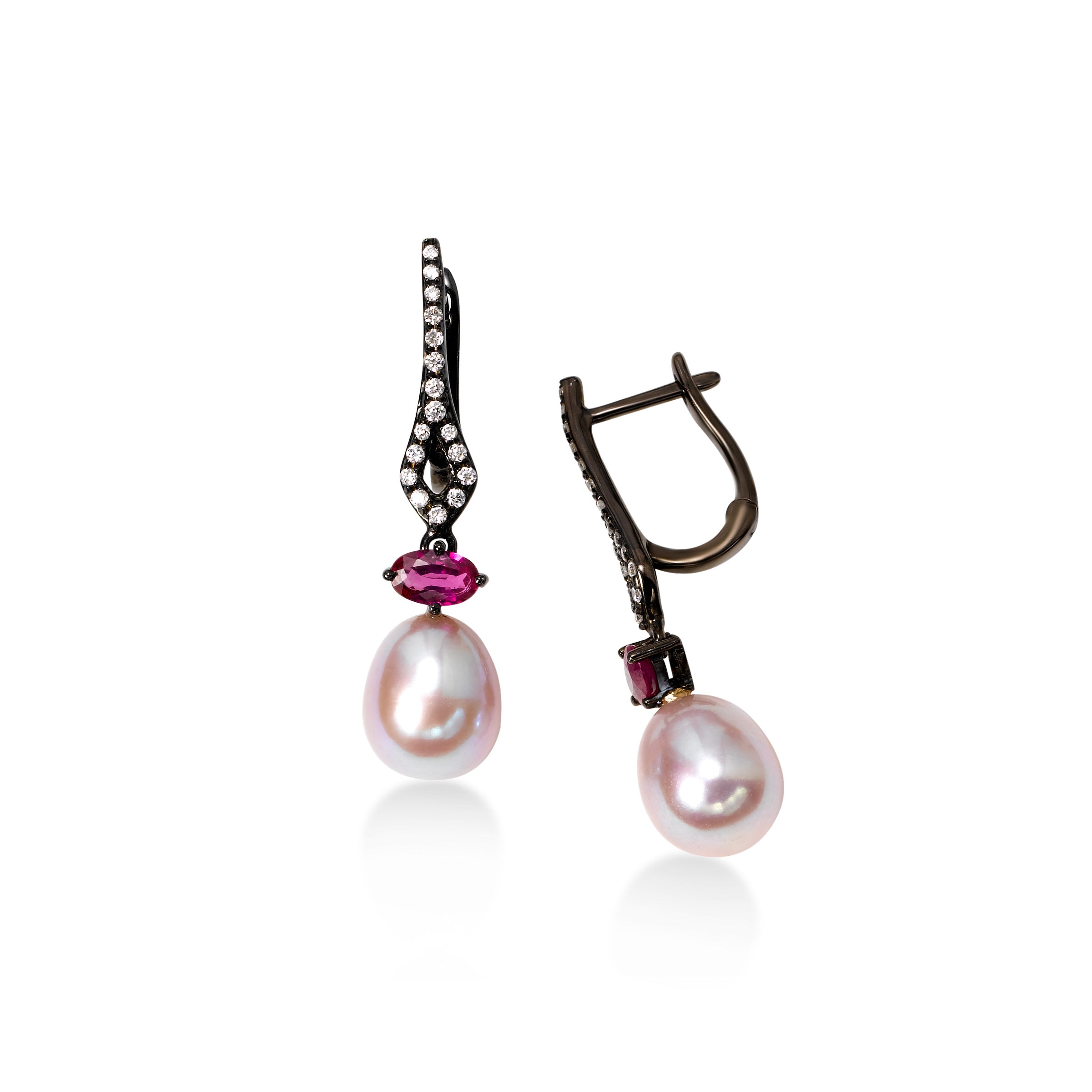 pink pearl drop earrings