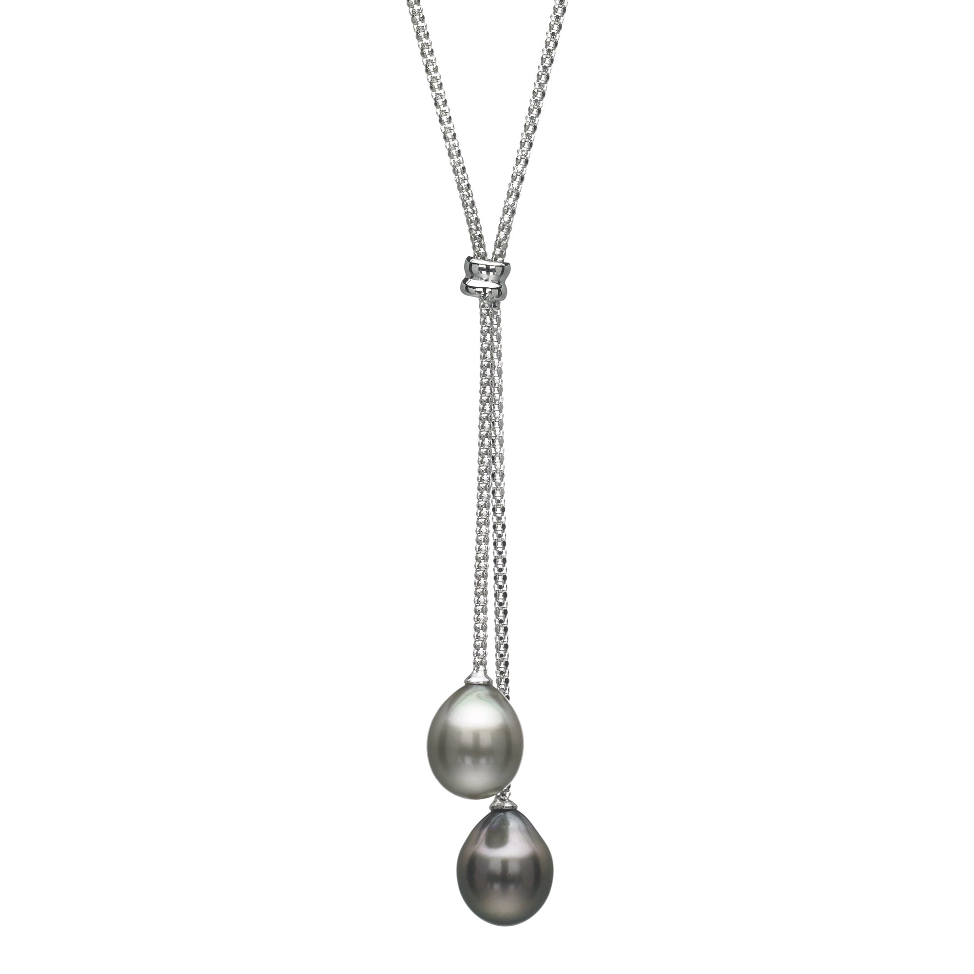 Tahitian Cultured Pearl Y Style Necklace, Sterling Silver