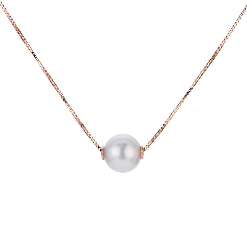 Single Akoya Cultured Pearl Necklace, 7-7.5 MM, 14K Rose Gold