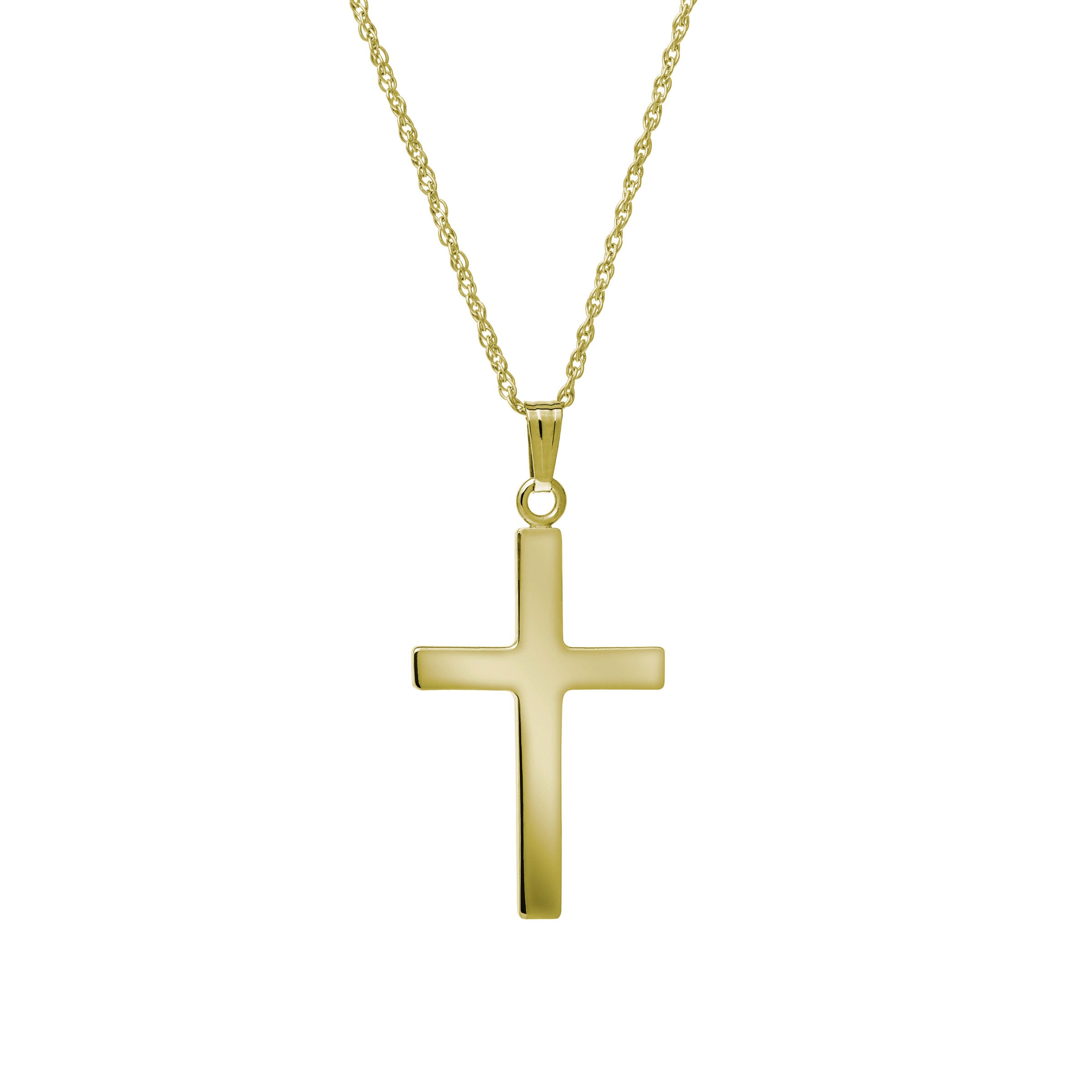 Large Plain Cross Pendant, 14K Yellow Gold | Gold Jewelry Stores Long ...