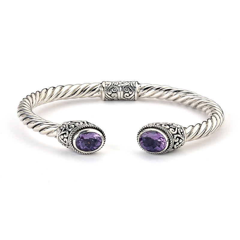 Hinged Cuff with Amethyst Ends, Sterling Silver | Gemstone Jewelry ...