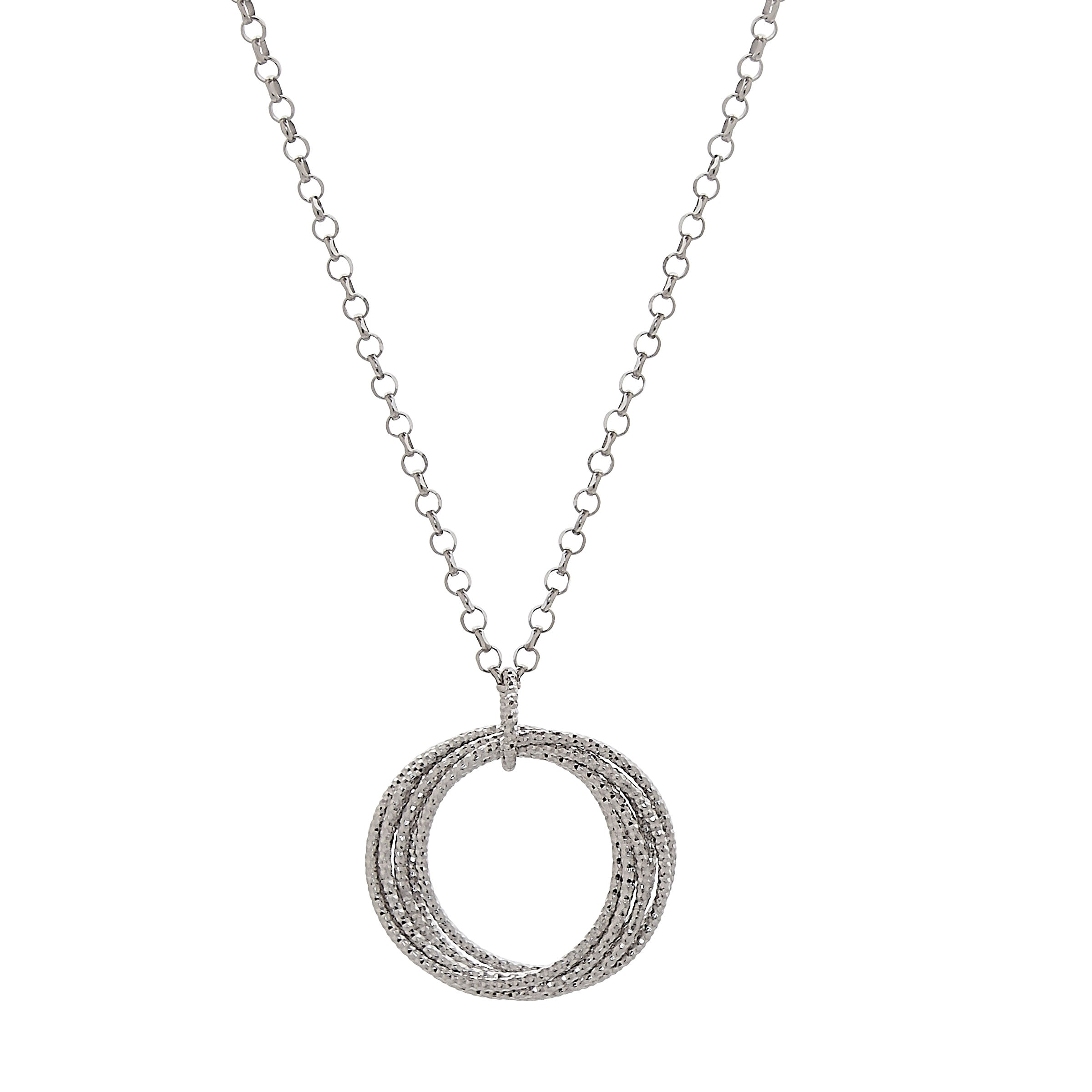 Diamond Cut Interlocking Circles Pendant, Sterling Silver | Silver ...
