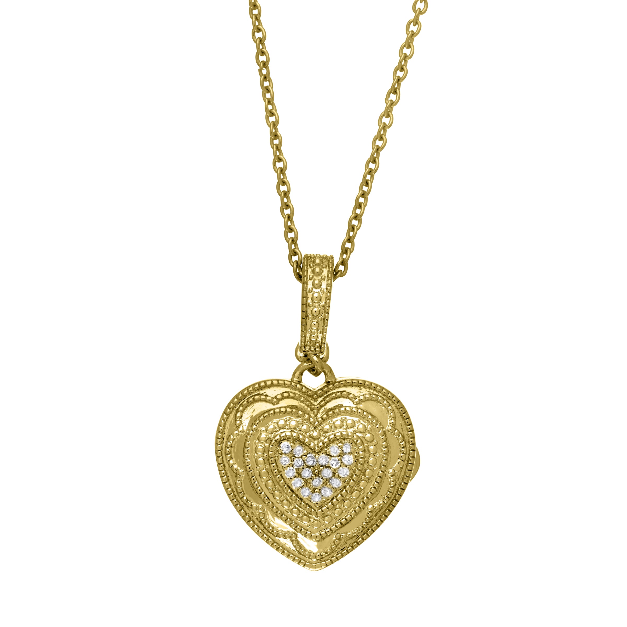 Classic Heart Locket, Sterling Silver with Yellow Gold Plating | Gold ...