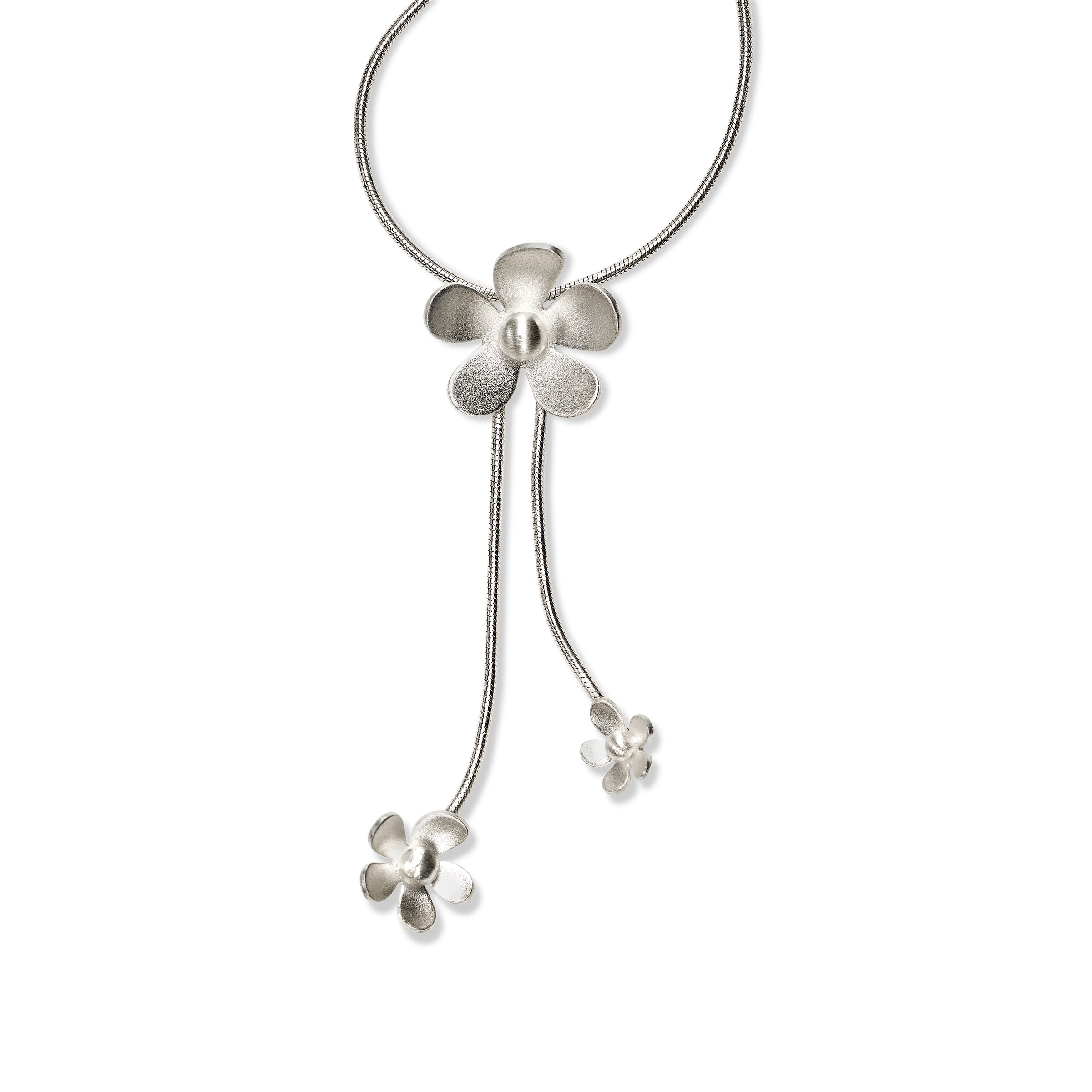 Forget-Me-Not Flower Necklace, Sterling Silver