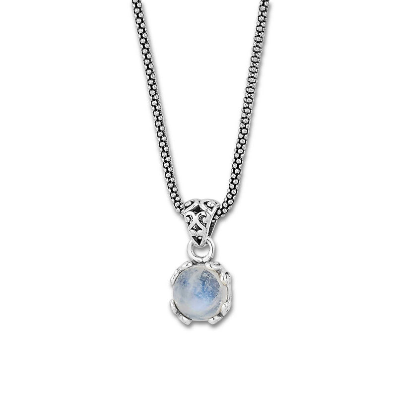 Round Rainbow Moonstone Pendant, Sterling Silver | Gemstone Jewelry ...