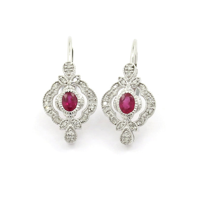 Vintage style ruby and diamond earrings