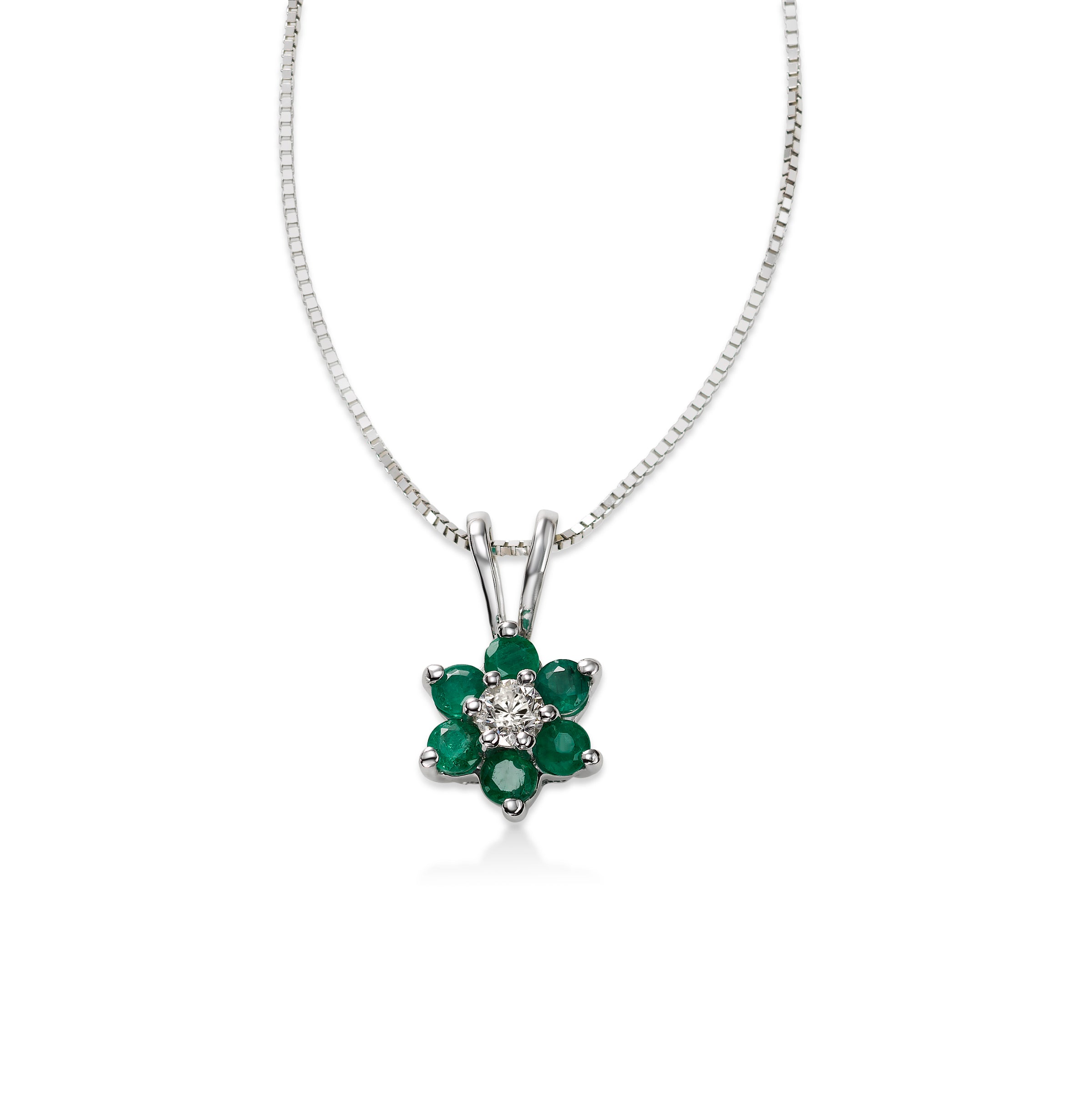Emerald And Diamond Flower Pendant 14k White Gold Fortunoff Fine Jewelry