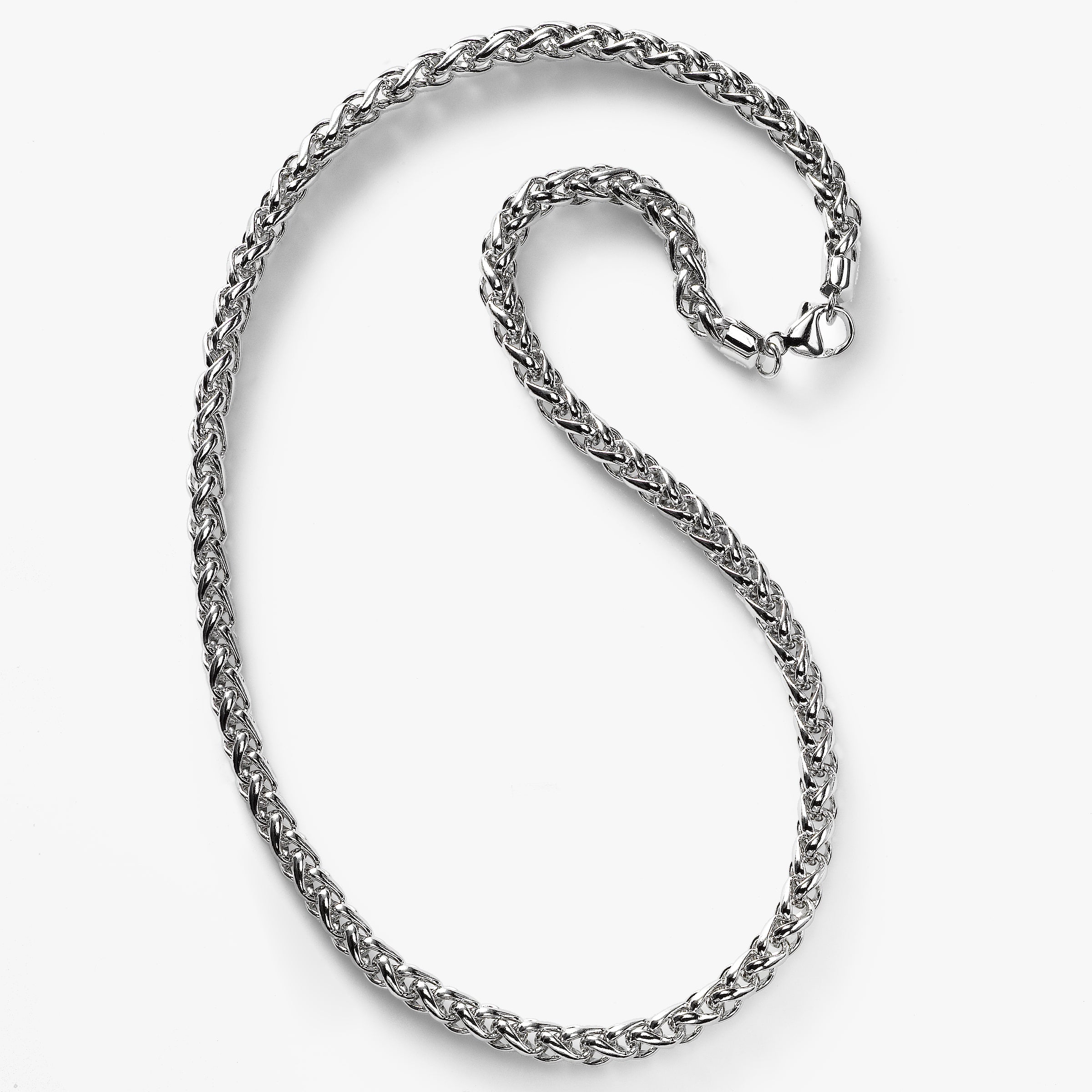 Three-Dimensional Wheat Chain Necklace, 18 Inches, Sterling Silver ...