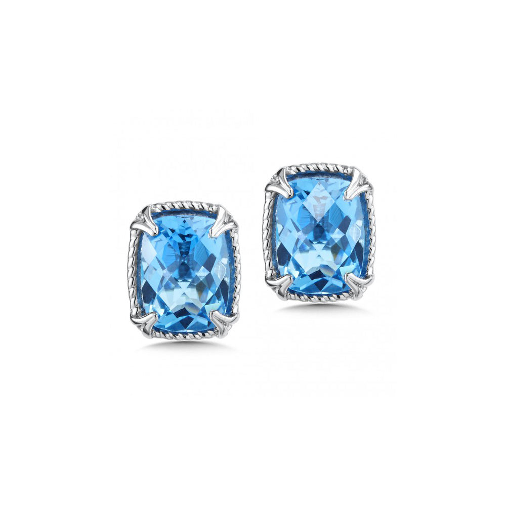 Rectangular Blue Topaz Stud Earrings, Sterling Silver – Fortunoff Fine ...