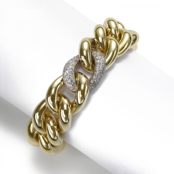 Chunky Gold and Diamond Link Bracelet, .55 Carat, 14 Karat Gold | Long ...