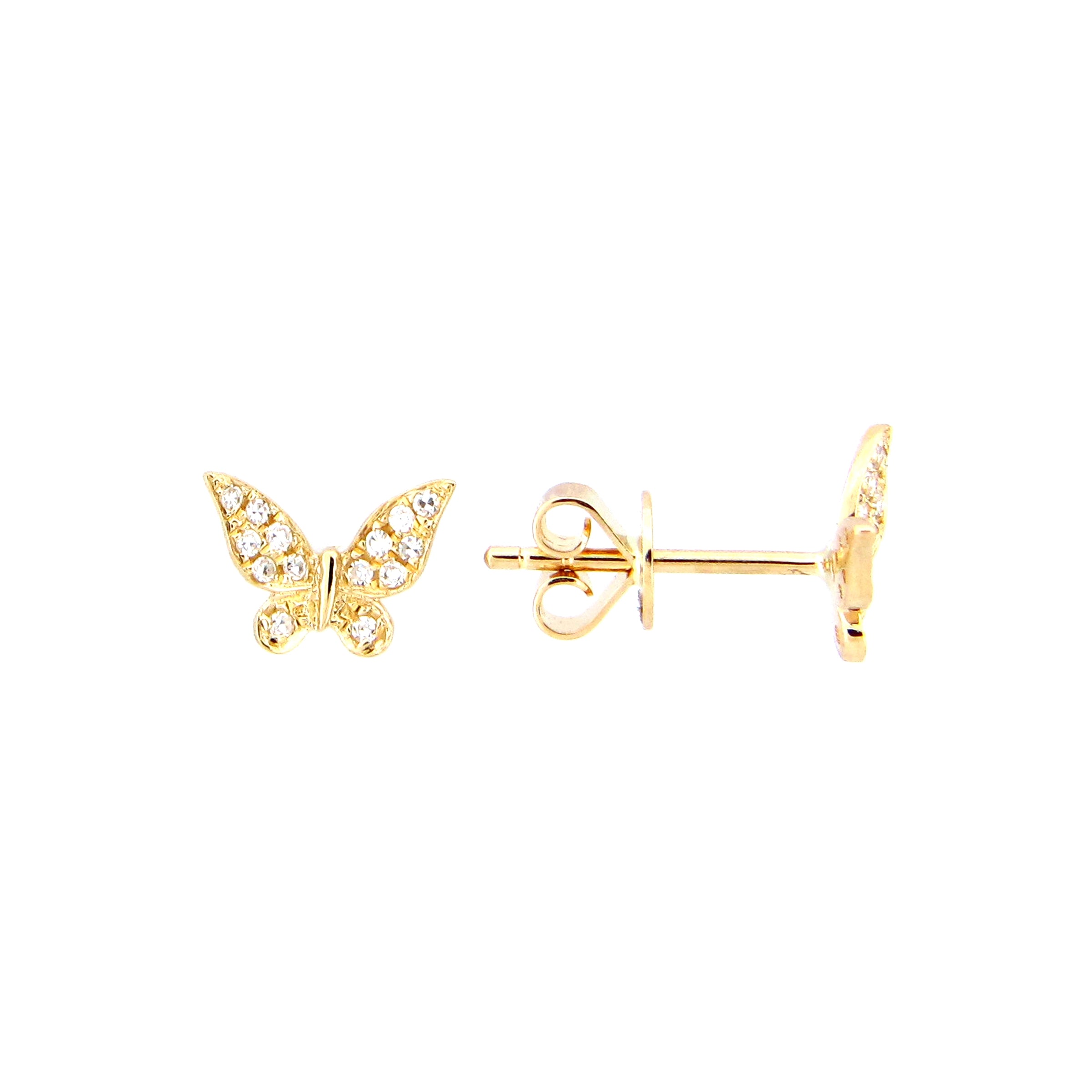 diamond butterfly earrings gold