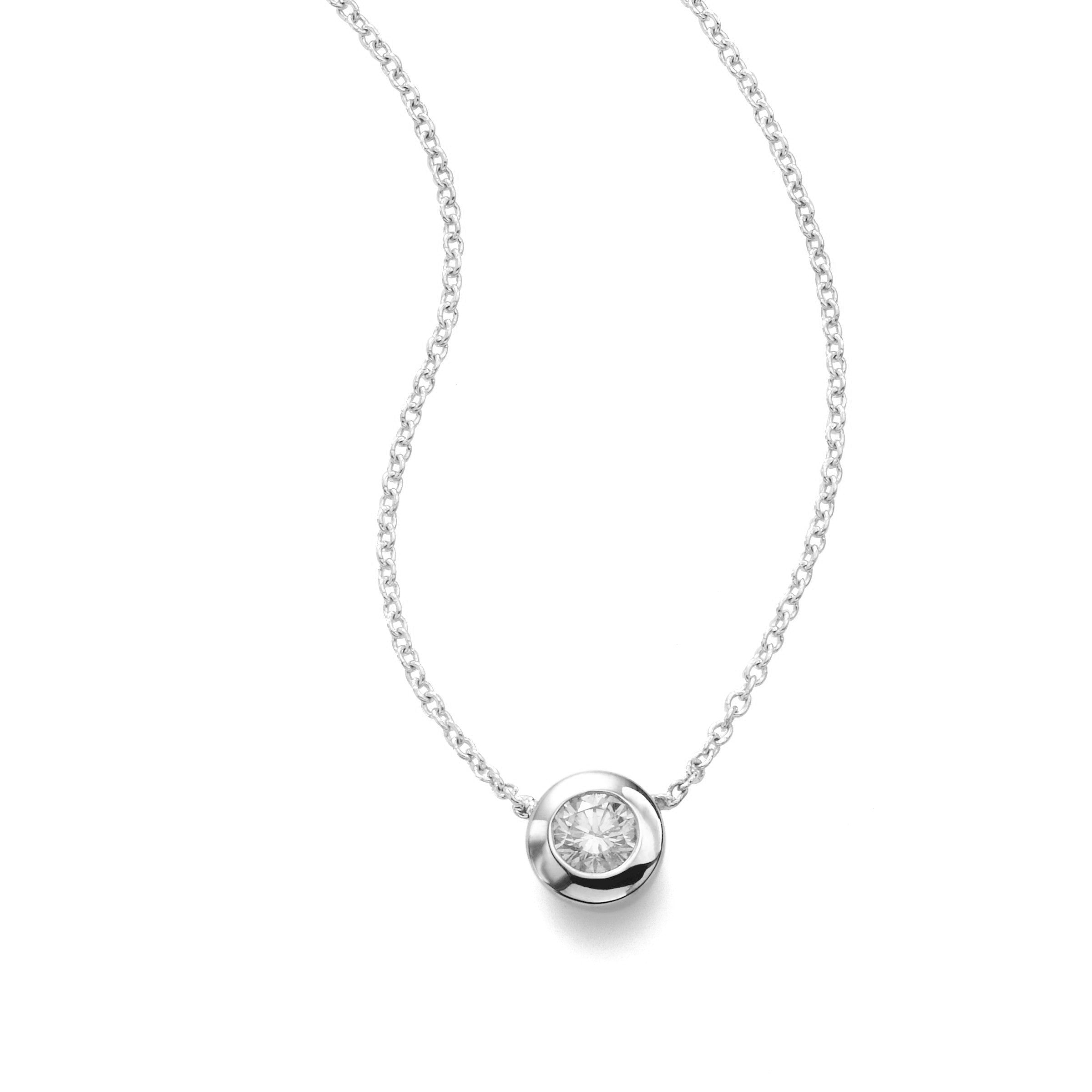 Diamond in Bezel , 18 Inches, 14K White Gold