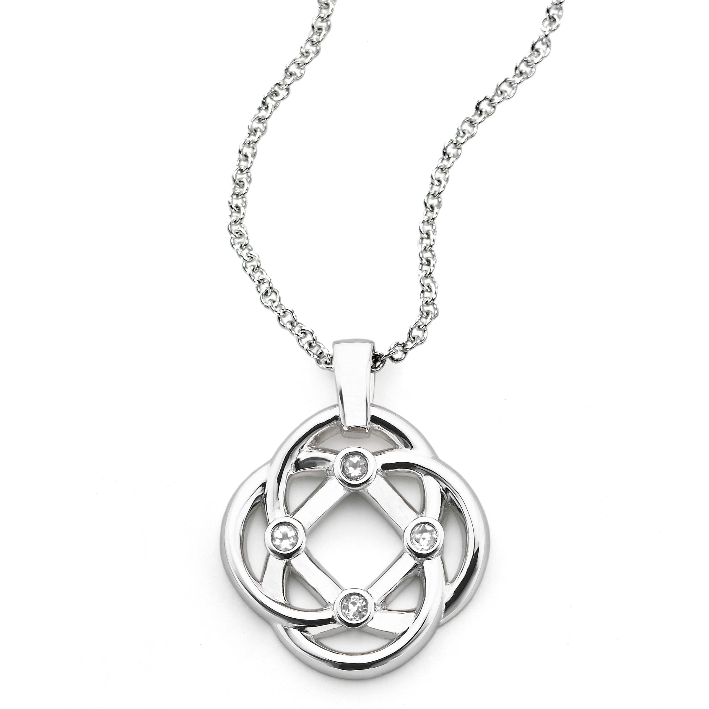 Four Corner Knot Pendant, 14K White Gold and Diamond,Diamond Pendant ...