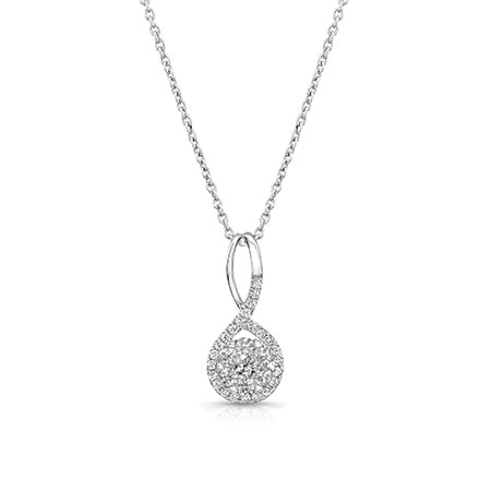 Framed Diamond Cluster Pendant, 14K White Gold