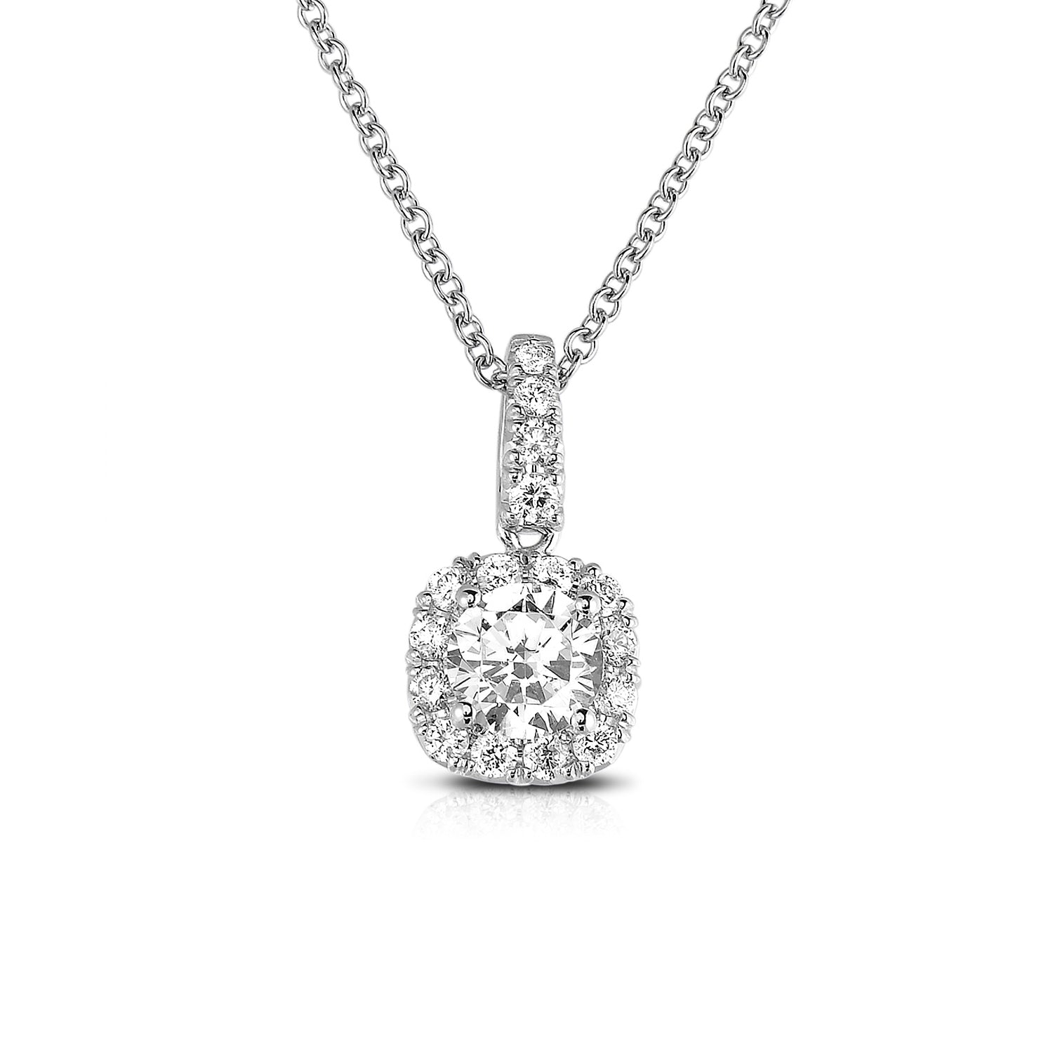 Square Diamond Halo Pendant, 14K White Gold – Fortunoff Fine Jewelry